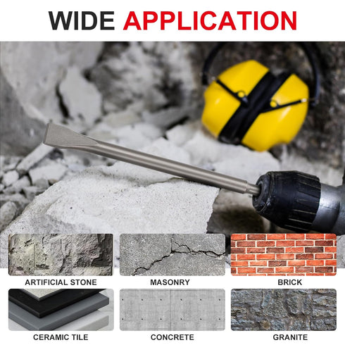 SDS-Plus Chisel Set for Rotary Hammer Drills, 3PC Masonry Concrete Drill Bit Set with Storage Case for Tile Removal