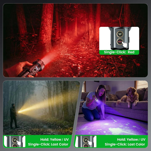 2000 5 4200mAh Lumen EDC Flashlight Small Rechargeable Flashlight with Memory,Multi-Color Light (Warm