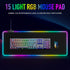 Large RGB Gaming Mouse Pad -15 Light Modes Touch Control Extended Soft Computer Keyboard Mat Non-Slip Rubber Base for Gamer Esports Pros 31.5X11.8 by FULLPAD