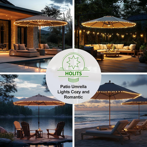6-9 Patio Umbrella Lights Cordless LED Market Table Umbrella Lights with Remote Control Battery Operated Waterproof