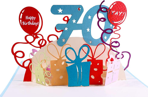 iGifts And Cards Happy 70th Birthday 3D Pop Up Greeting Card, Awesome Gifts for Women Turning Seventy
