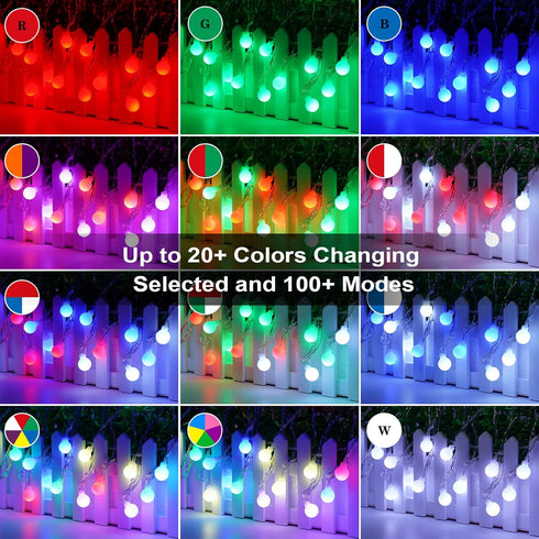 33FT 24 60 128 OMIKA Connectable Globe String Lights Indoor, Color Changing Fairy Lights Plug in with Remote, LEDs