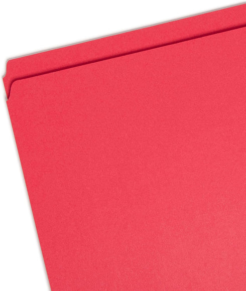 Smead File Folder - Reinforced Straight-Cut Tab, Letter Size, Red, 100 per Box (12710)