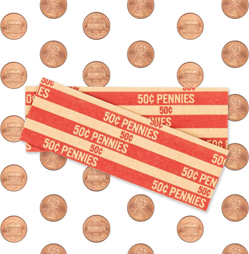 Penny Coin Wrappers - 100 Flat Striped Coin Wrappers