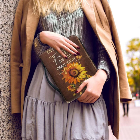 Sunflower Waterproof Bible Case for Women, Large Size Protective Bible Covers with Handle and Zippered Journal Case