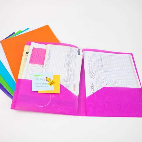 BAZIC 2 Pockets Poly Folder, Bubble Embossed Portfolio - Letter Size Plastic Folders Holder for Office Business
