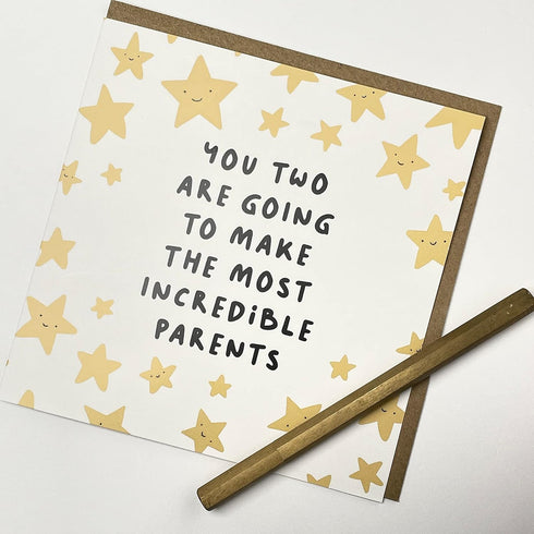 Mumm Old English Co. Make Great Parents Baby Announcement Card for Couple - Arrival Pregnancy Card for New Expecting