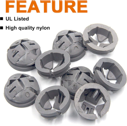 ISPINNER 50pcs 3/8 Inch Trade Size Non-Metallic Button Push-in Cable Connectors, Fits for 1/2 Inch Knockouts