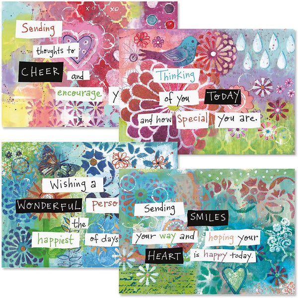 Care & Concern Thinking of You Cards - Set of 8 (4 Designs), Large 5" x 7" Friendship Cards with White Envelopes