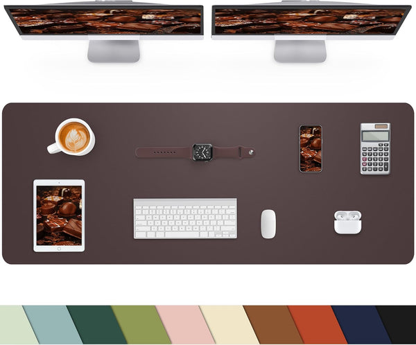 Leather Desk Pad Protector,48"x 17"Desk Mat Large, Mouse Pad, Non-Slip PU Leather