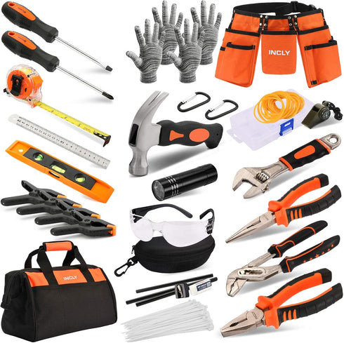 INCLY 95 PCS Kids Real Tool Set, Boys Small Real Hand Tools