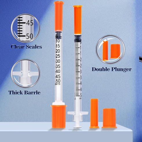 1ML 29G 1/2 Inch Syringe, U-100 Individually Wrapped, Pack of 25