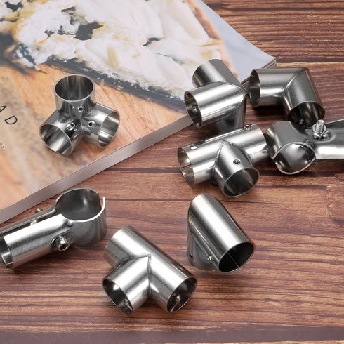 2Pcs 90 2 1" uxcell Degree Structural Pipe Connectors Way End Rails Clamp with Wrench Stainless Steel Corner Pipe