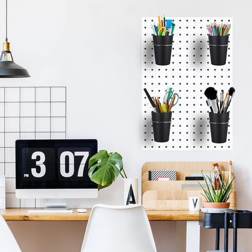 6 Set Ring Style Pegboard Hooks with Pegboard Cups, Black, Stainless Steel & Plastic for Craft Room