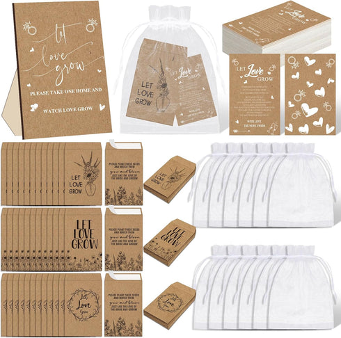 Ireer 101 Set Let Love Grow Wedding Favors for Guests, 100 Self Adhesive Seed Packets & Cards