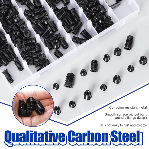 Glarks 208Pcs M6 M8 M10 Threaded Inserts Nuts, Zinc Plated Carbon Steel Hex Socket Drive Furniture Flanged Screw-in Nut