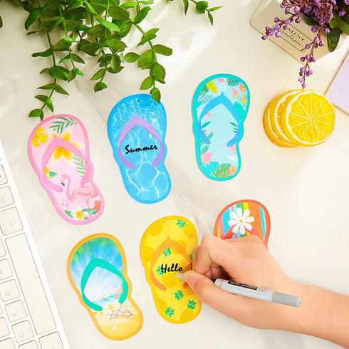 Flip Flop Sticky Pads, Hawaiian Fun Note Pads, Summer Themed Beach Notepad, Colorful Self Stick Memo Pads for Kids