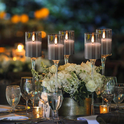 6Pack 2"X3" w/4 Timers+2 VIODAIM Glass Flickering Flameless Candles with Remote, Real Wax Votive Candles Battery