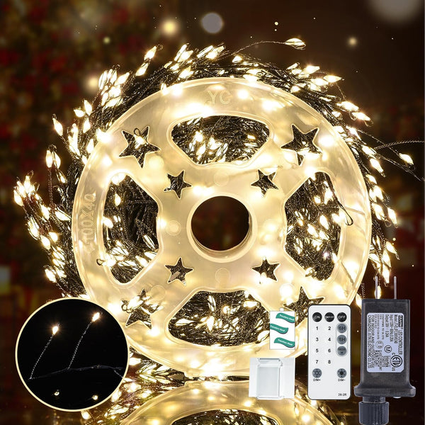 Fairy Lights Plug in 32.8Ft 500LED Warm Christmas Wreath Twinkle Lights with