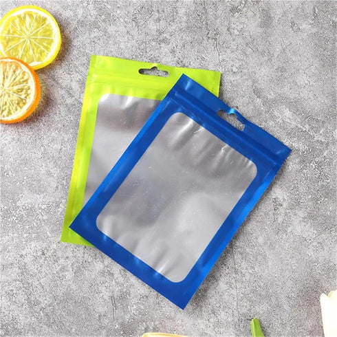IRTGFHJE 100PCS Pouches(Pink,13x25cm) Flat Lock Bags Matte Aluminum Foil Ziplock Hanging Bag DIY Jewelry Snack Sugar