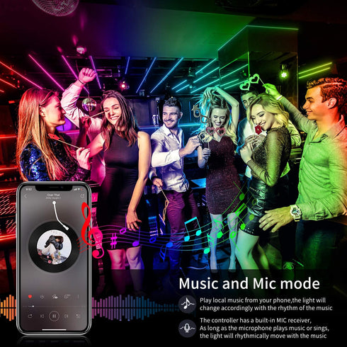 AILBTON Lights,60ft Remote,5050 Led Strip Music Sync Color Changing, Built-in Mic,Bluetooth App Control LED Tape Lights