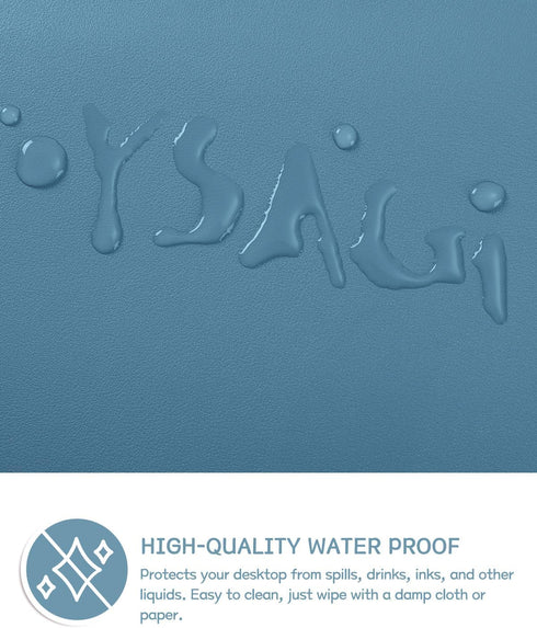 Non-Slip Desk Pad, Waterproof PVC Leather Protector, Ultra Thin Large Mouse Pad for Office/Home (Blue, 31.5" x 15.7")