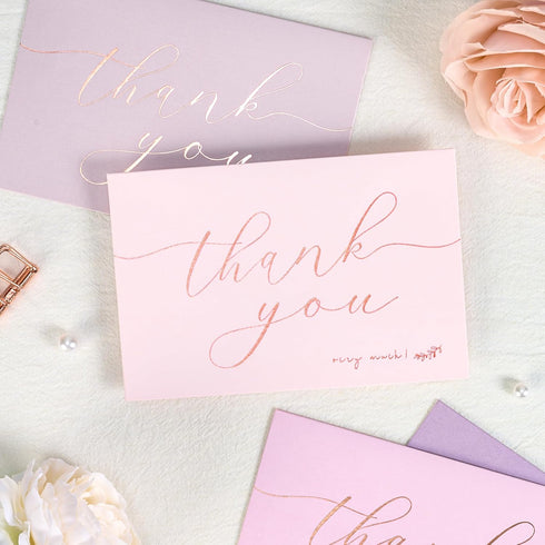 50 4 6 inches Crisky pcs Lavender Shade Thank You Cards With Envelopes & Stickers Simple Chic Elegant Greeting Cards