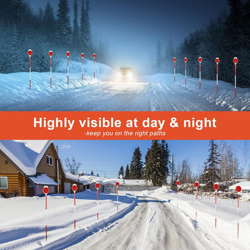 48 Inch Mailbox (4 Pack) Driveway Markers, Double Sided Reflective Driveway Markers Highly Visible, Metal Snow Stake