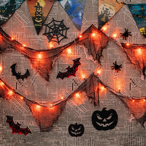 FFZZKJ Orange Lights for Halloween Lights String Garland Black Cloth with Timer 8