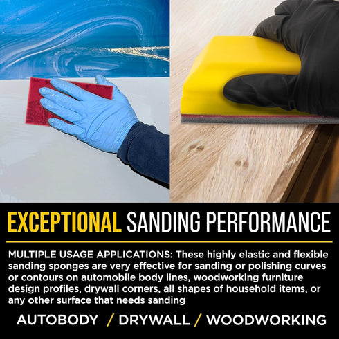 1500 5" 2-3/4" 20 Dura-Gold Grit x Sanding Sponges, Box of - Performance Hook & Loop Wet or Dry Flexible Sandpaper