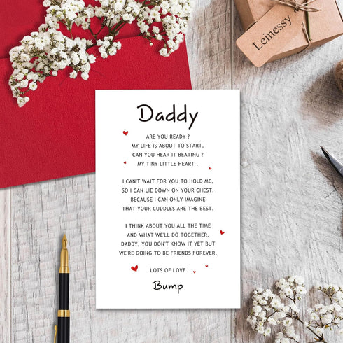 Leinessy Pregnancy Announcement Card for Dad to be, Lovely Father's Day Card from the Bump, Poem Card for Daddy