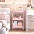 TOOLF 3-Tier Rolling Cart, Pink Metal Utility Cart with Lockable Wheels, Easy Assembly for Baby Room, Bathroom, Kids'