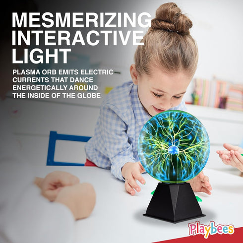 7 Inch Bulb Playbees Green Plasma Ball - - Tesla Coil Static Electricity in a Vacuum Pressurized Glass Globe, Nebula