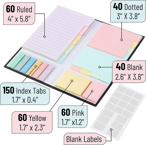 Mr. Pen Sticky Notes Set, 410 Pack, Divider Sticky Notes, Pastel Colors, School Supplies, Office Supplies