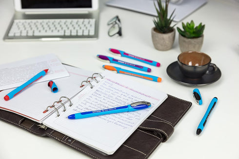 Schneider Slider Memo XB Ballpoint Pen, 1.4 mm, Light Blue Barrel, Box of 10 Pens (150203)
