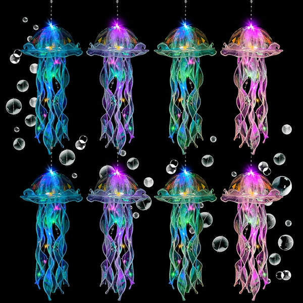 Jellyfish Decor, 8 Pcs Hanging Jellyfish Lanterns, Colorful Glitter Jelly Fish Decoration