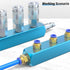 TAILONZ PNEUMATIC 1/4" Blue 6 Port 3 Way Pneumatic Shunt Aluminum Block Air Distribution Manifold