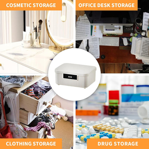 Lockable Storage Container Bin, 2.3 Gallon Heavy Duty Plastic Organizer Box with Combination Lock, White