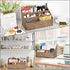 BTSKY Woven Storage Basket - Natural Seagrass Vertical Wicker Baskets with 4 Compartments, Home Office Sorter Rack