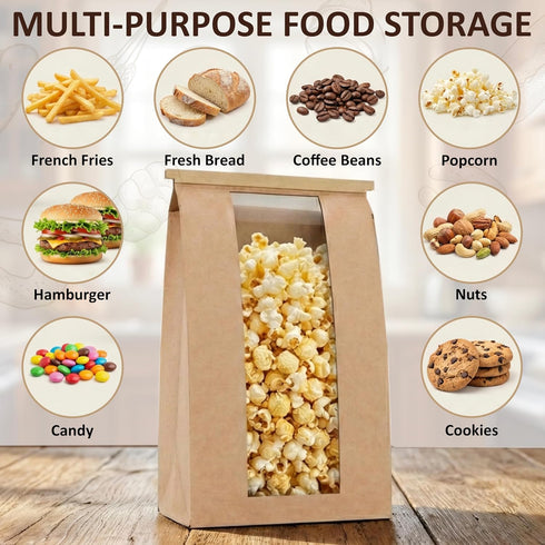 100 Pack 14x8.3x3.5 inches, Packaging, 500 Large Kraft Paper Bread Bags for Homemade Bread Sourdough Bread Bags