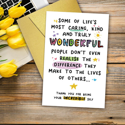 PUGAILA Lovely Thank You Card for Women Men, Cute Birthday Gift for Bestie Friend, Appreciation Card for Teacher