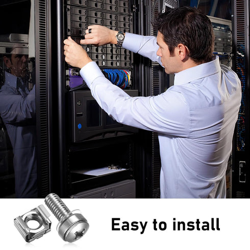 110 Pcs/55 Set Rack Mount Screws and Cage Nuts for Server Cabinet, Carbon Steel Mounting Screws and Cage Nuts