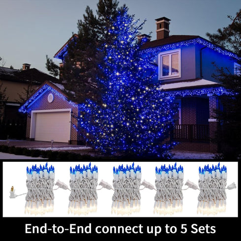 100 20FT Set, LAMPHOME Blue Clear Christmas String Lights, ct Incandescent Mini Fairy Lights UL Certified White Wire