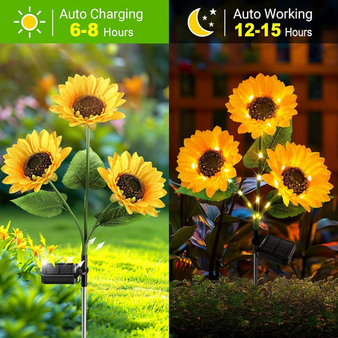 3 Pack 9 KOOPER Solar Lights Outdoor Garden Decor - Upgraded with Sunflower Lights, Waterproof Solar Outdoor Lights