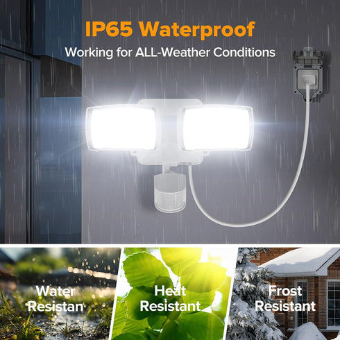 21W Sensor,2500LM, 5000K Daylight,IP65 2 LUTEC Plug in Motion Sensor Light Outdoor, Flood Lights Outdoor Motion