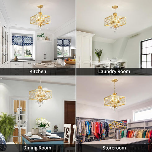 K9 Farmhouse Crystal Chandelier Gold Modern Crystal Ceiling Chandelier Lighting Fixture, Hanging Pendant Light Fixture
