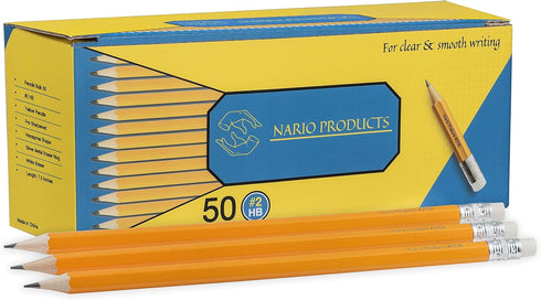 Bulk Pencils of 50: Pre-Sharpened #HB Drawing Pencils for Kids, Teens, & Adults, White Eraser, 7.5 Hexagonal Shape