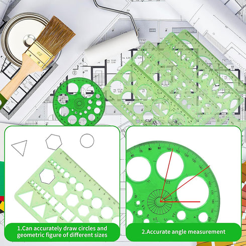 Circle Template 5 Pieces Plastic Circle and Oval Measuring Templates for Geometry Rulers, Office, School Drawings