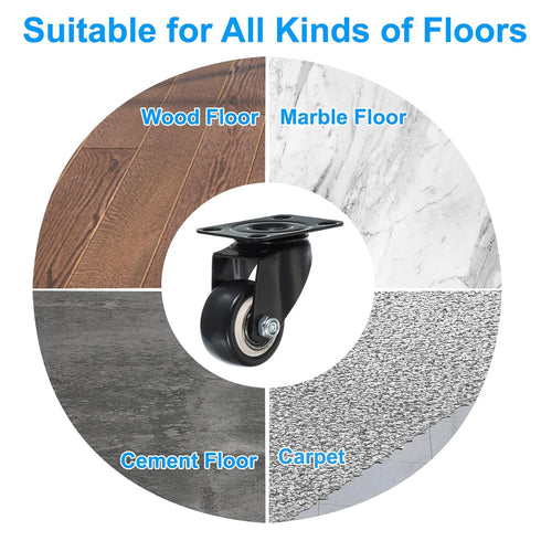 1.5" 4 Pack 396Lbs 360 PATIKIL Swivel Caster Wheels, Silent Plate Casters Load Capacity with Mounting Tools