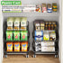 MJIMKE 3-Tier Countertop Rolling Cart with Wheels - Stackable Wire Baskets for Pantry Organization and Kitchen Storage